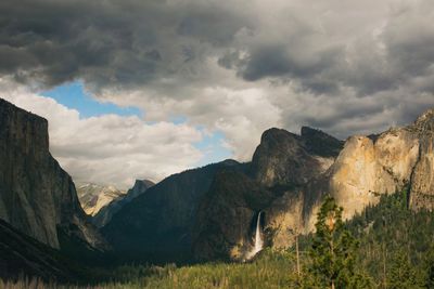 Panoramic view of landscape and mountains against sky