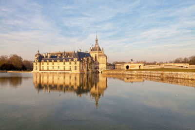 Reflection of building on lake