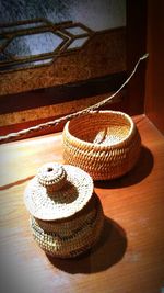 Close-up of rope on table