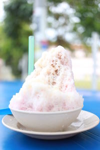 Close-up of ice cream in plate