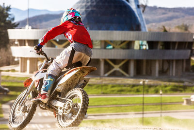 Man riding motorcycle