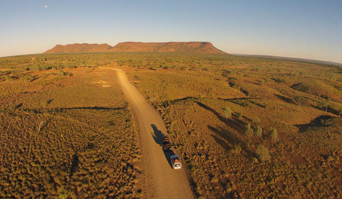 Scenic view of desert against clear sky