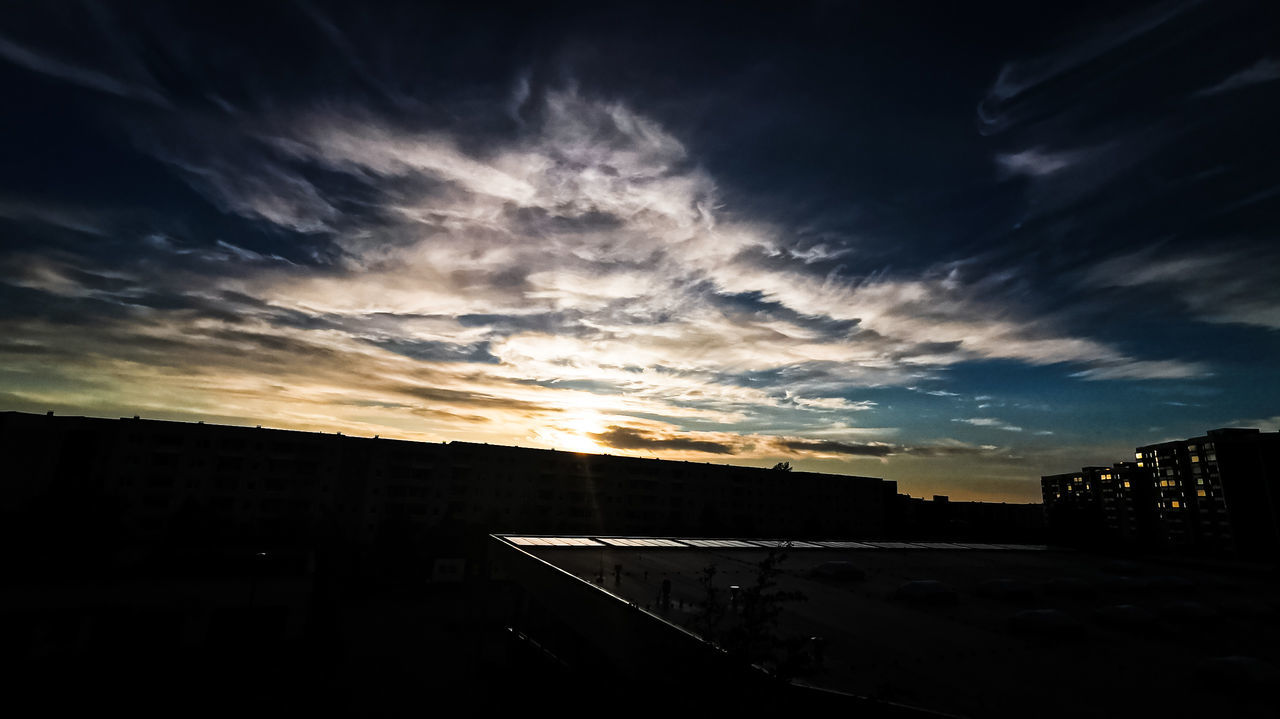 sky, cloud - sky, architecture, sunset, built structure, building exterior, nature, no people, silhouette, building, city, outdoors, beauty in nature, dramatic sky, scenics - nature, dusk, residential district, sunlight, environment, cityscape