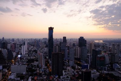 View of city at sunset