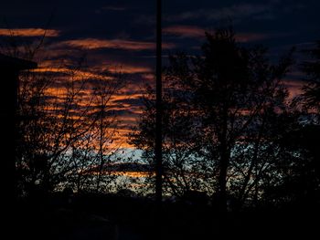 Low angle view of silhouette trees against sky at sunset