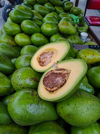 Delicious avocados been sold at farmers market at the small town of la calera in colombia