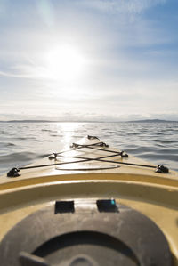 Boat on sea against sky