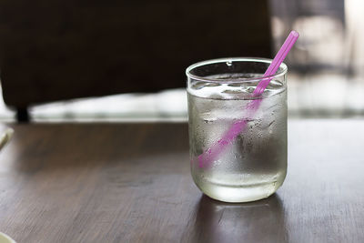 Close-up of drink in glass on table