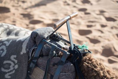 Close-up of rope on beach