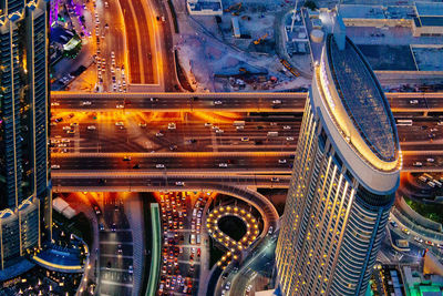 View of traffic on road at night