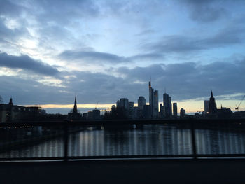 City skyline with river in background