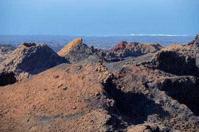 Volcanic landscape in timanfaya national park on lanzarote island