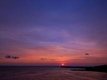 Scenic view of sea against sky at sunset
