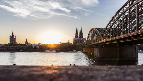 View of the old hohenzollern bridge, the skyline and a bright, cologne - germany