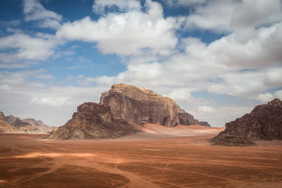 High mountain in the desert of wadi rum jordan