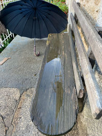 High angle view of wet footpath amidst trees