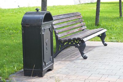 Empty bench in park