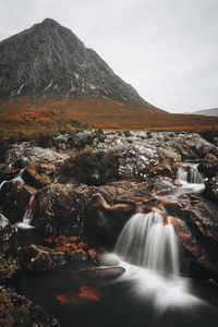 Scenic view of waterfall in forest