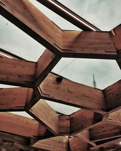 Low angle view of roof against sky