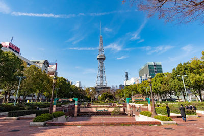 Panoramic view of buildings in city against sky