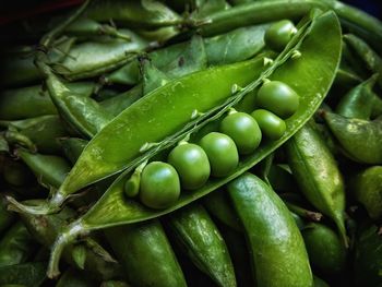 Full frame shot of green pea pods