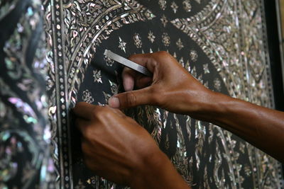 Close-up of woman hand