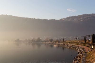 Scenic view of lake against sky