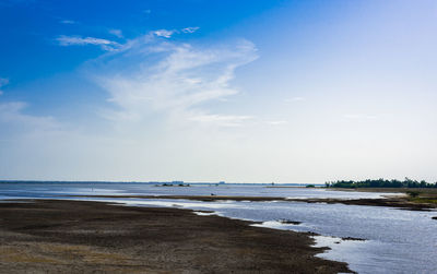 Scenic view of sea against blue sky