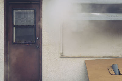 Closed door of house