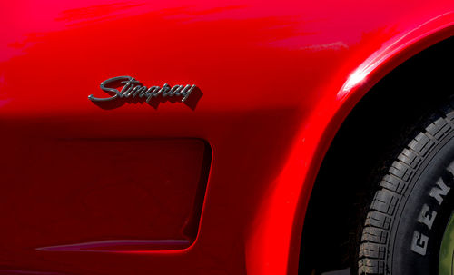 Close-up of a red vehicle