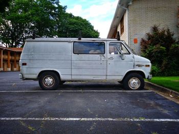 Vintage car on road in city