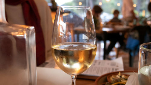 Close-up of wine glass on table