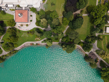 Ciani park in ticino during the pandemic and the green lake next to the green trees