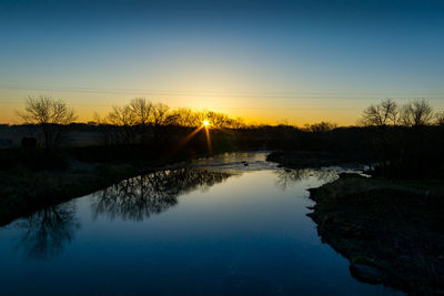 Scenic view of sunset over lake