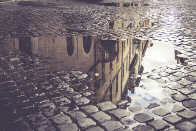 Low angle view of puddle