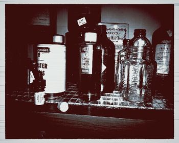 Close-up of beer bottles