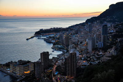 High angle view of city at waterfront