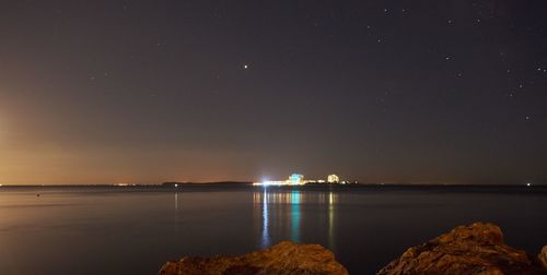 Scenic view of sea against sky at night