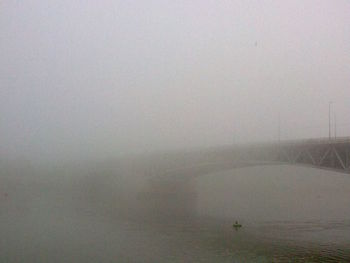 Scenic view of sea during foggy weather