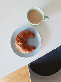 High angle view of breakfast on table