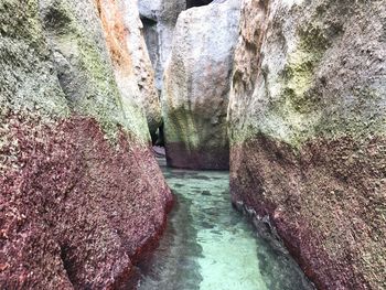 Water flowing through rocks