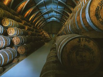 Full frame shot of beer glass in building