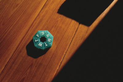 High angle view of art on table