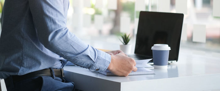 Man working on table