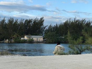 Scenic view of lake against sky