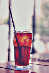 Close-up of drink in glass on table