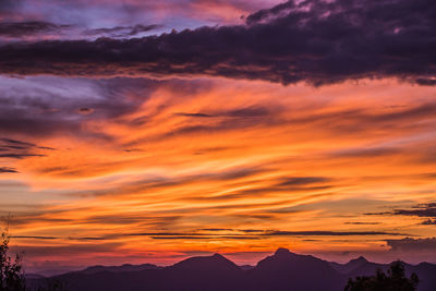Scenic view of dramatic sky during sunset