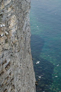 High angle view of rocks by sea