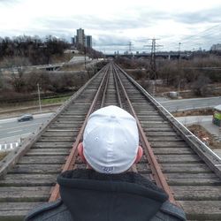 Railroad track on road