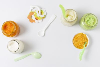 High angle view of food on table